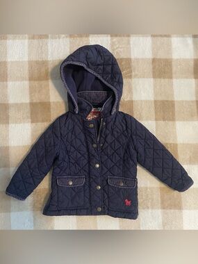 Mini Boden Kids 1.5-2 Years Corduroy Accents Quilted Hooded Jacket - Navy